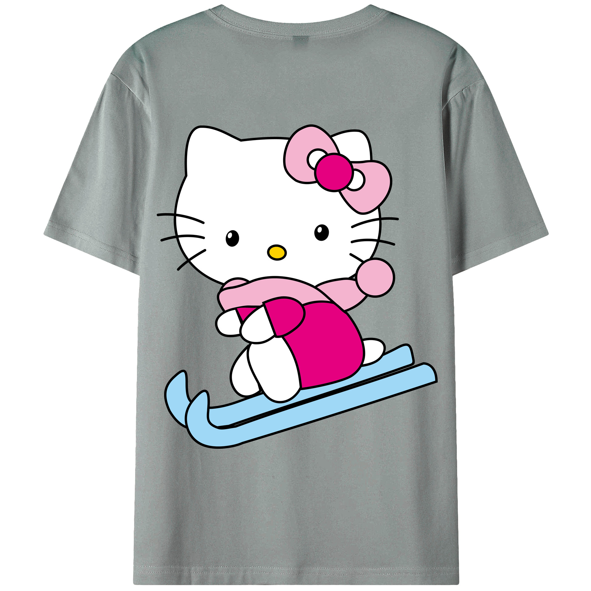 （画像用） Hello Kitty ハローキティ 綿100％ メンズ半袖Tシャツ（バックプリント） 通気性